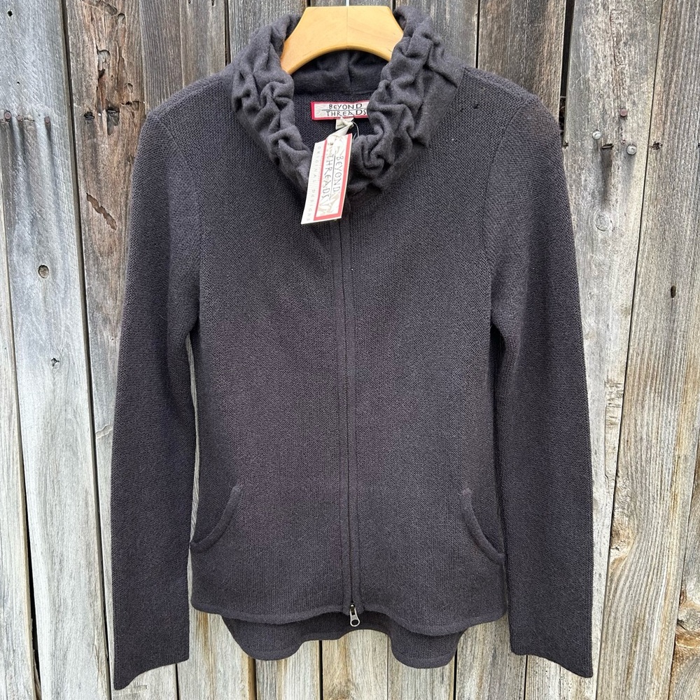 NWT Beyond Threads Poodle Jacket Sweater Cardigan Wool Alpaca Truffle Brown S